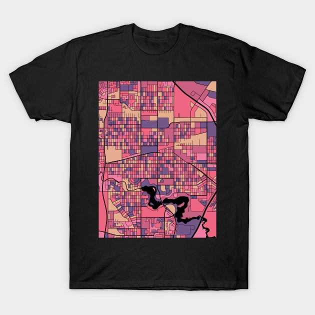 Regina Map Pattern in Purple & Pink T-Shirt by PatternMaps